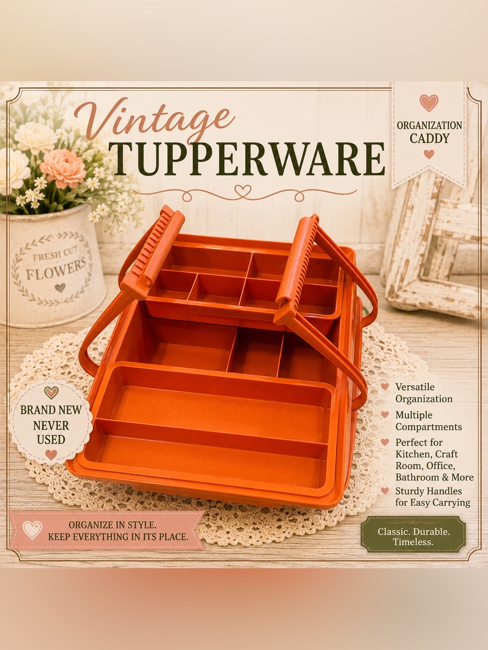 Tupperware Orange Multi-Compartment Carry Caddy